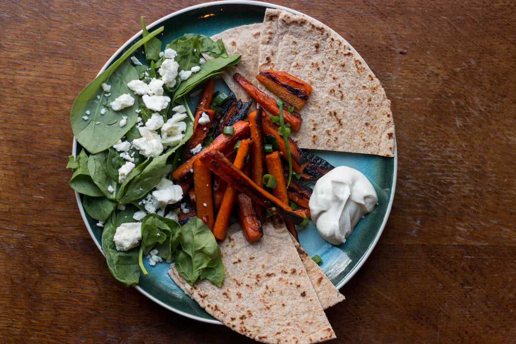 Pan Fried Carrots & Yogurt Truffle Sauce
